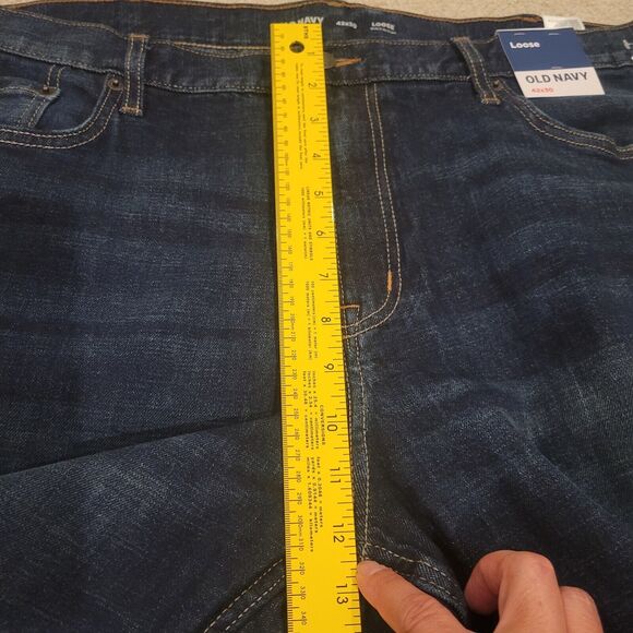 New Old Navy Loose Built In Flex Stretch Blue Jeans Mens Size 42x28 - Picture 7 of 10